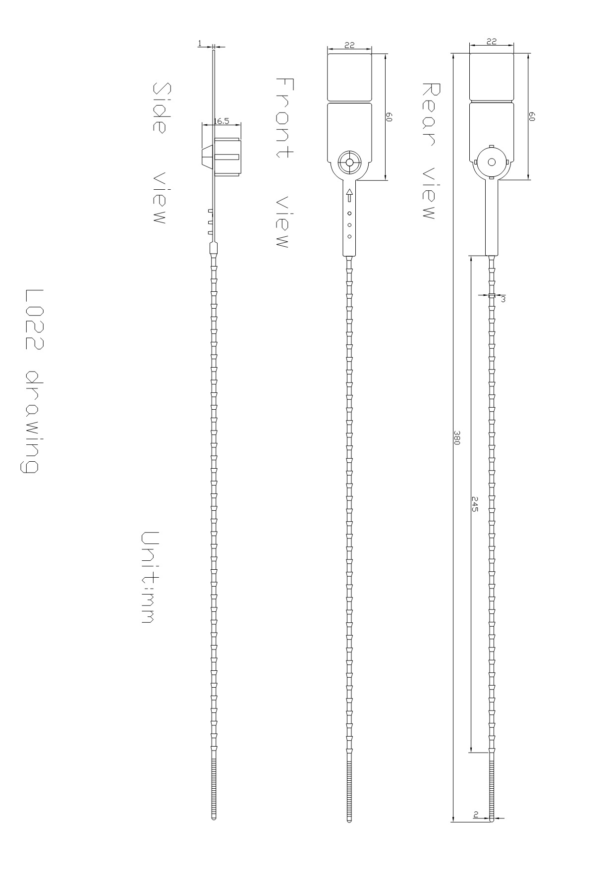 L022 Пластиковые защитные стяжки L022 Plastic Security Ties